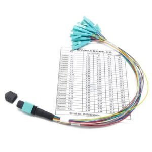 24 Fibers MPOM To LCPC Fanout 0.9mm 30cm Patch Cable OM3 Multimode