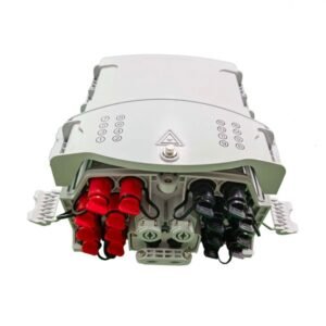16 ports outdoor plastic fiber optic splitter terminal box,16 hardened adapters sc, 4 main cable ports, black, can load 2pcs 1x8 splitter