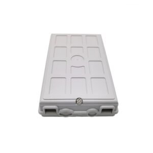 12 cores indoor fiber termination box, fiber splice box, 2 in (cable diameter 16mm and 11mm), 24 out pigtails 0.9mm, 2 splice trays, each 12 fibers fusion splicing